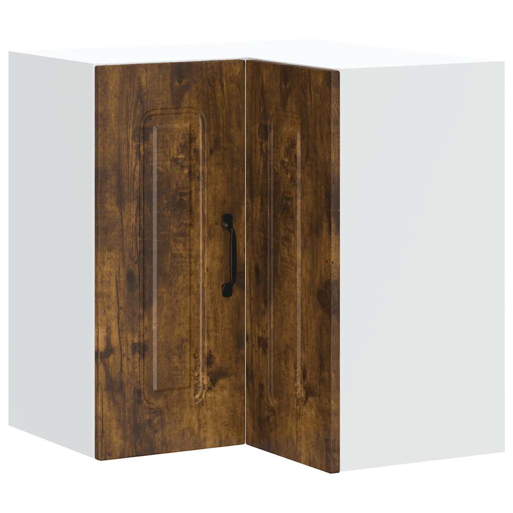 vidaXL Armoire haute d'angle de cuisine Kalmar en bois d'ingénierie couleur chêne fumé