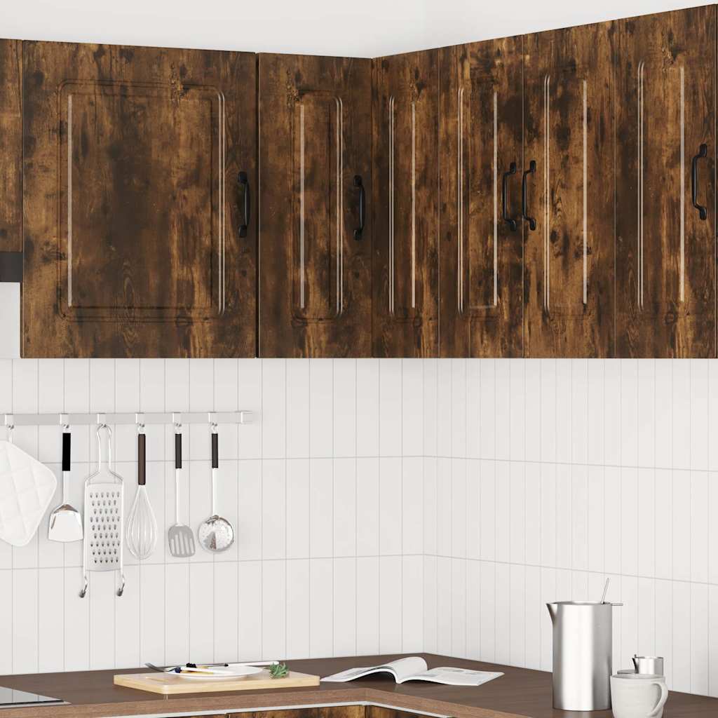 vidaXL Armoire haute d'angle de cuisine Kalmar en bois d'ingénierie couleur chêne fumé