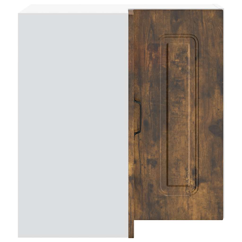 vidaXL Armoire haute d'angle de cuisine Kalmar en bois d'ingénierie couleur chêne fumé