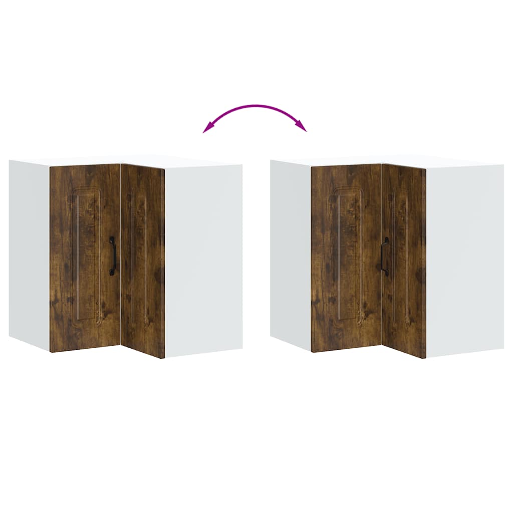 vidaXL Armoire haute d'angle de cuisine Kalmar en bois d'ingénierie couleur chêne fumé