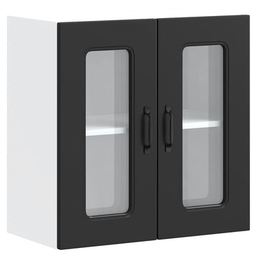 vidaXL Armoire haute de cuisine avec porte en verre Kalmar Noir Bois d'ingénierie