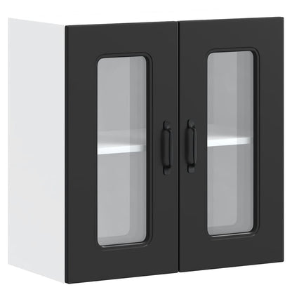 vidaXL Armoire haute de cuisine avec porte en verre Kalmar Noir Bois d'ingénierie