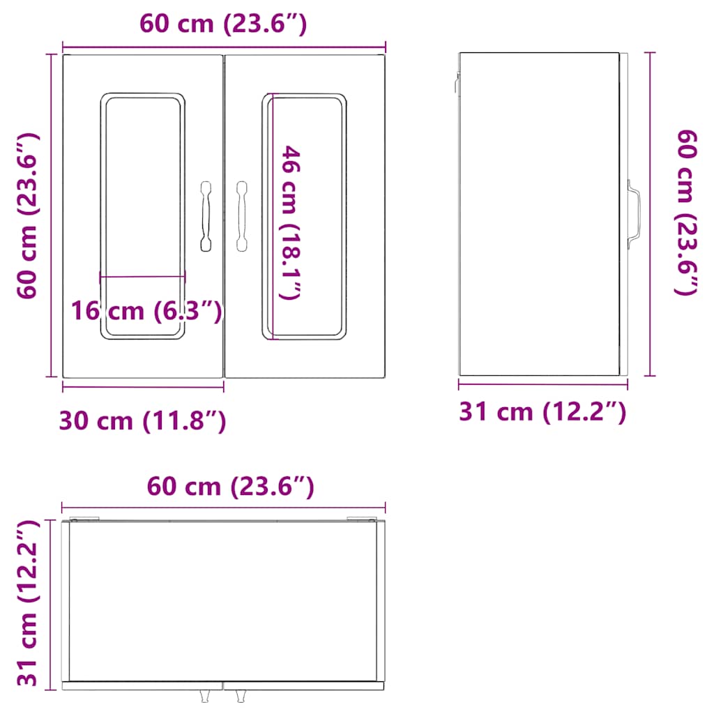 vidaXL Armoire haute de cuisine avec porte en verre Kalmar Noir Bois d'ingénierie