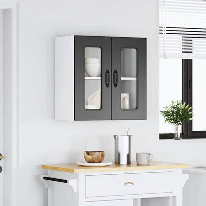 vidaXL Armoire haute de cuisine avec porte en verre Kalmar Noir Bois d'ingénierie