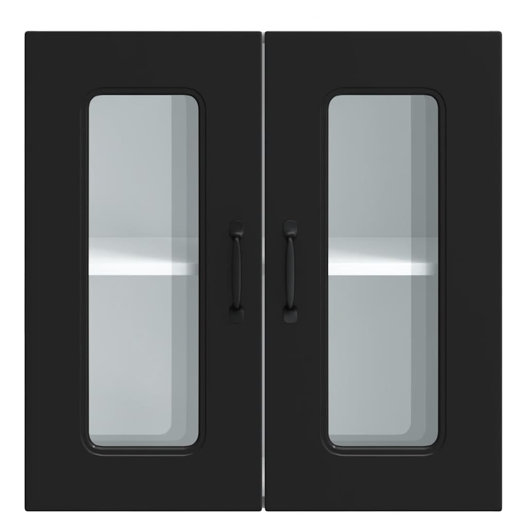 vidaXL Armoire haute de cuisine avec porte en verre Kalmar Noir Bois d'ingénierie
