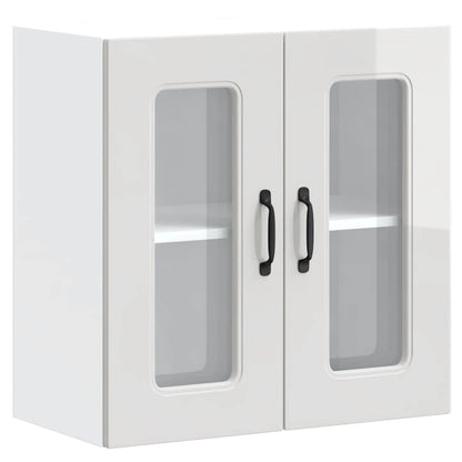 vidaXL Küchen-Hängeschrank mit Glastür Kalmar Hochglanz-Weiß Holzwerkstoff