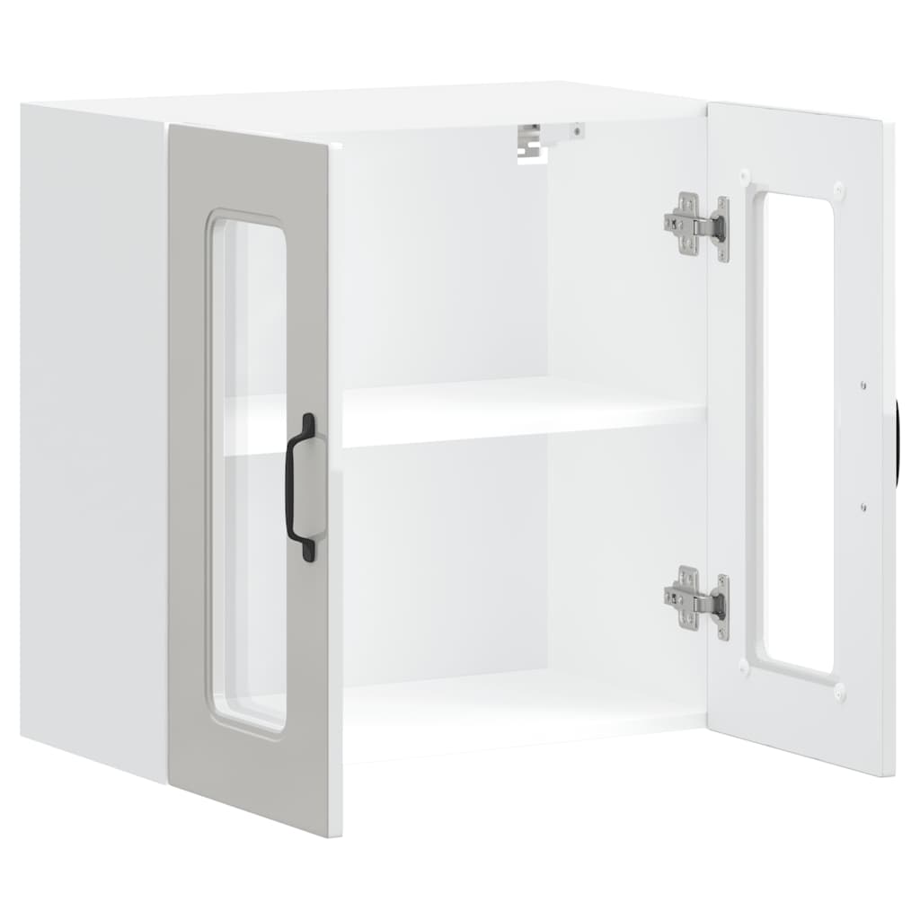 vidaXL Küchen-Hängeschrank mit Glastür Kalmar Hochglanz-Weiß Holzwerkstoff