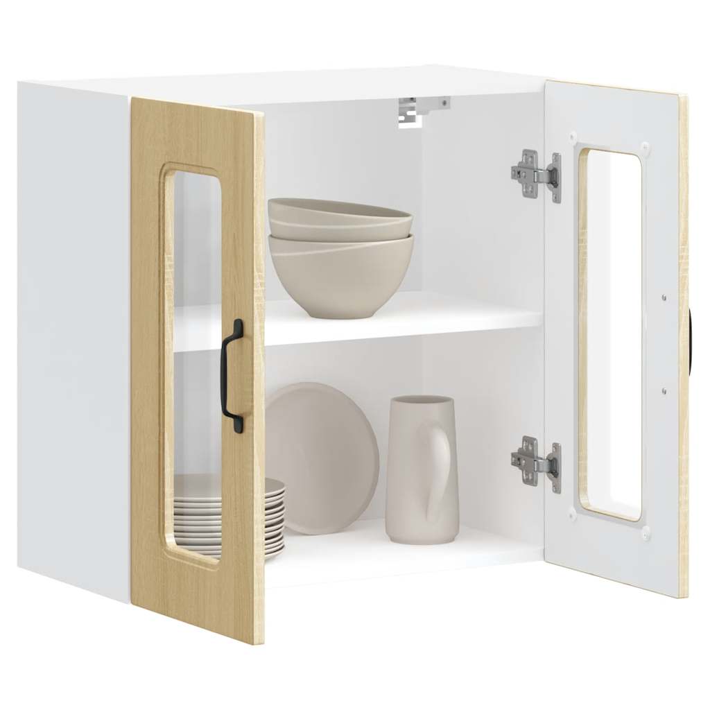 vidaXL Meuble haut de cuisine avec porte en verre Kalmar Chêne Sonoma Bois d'ingénierie