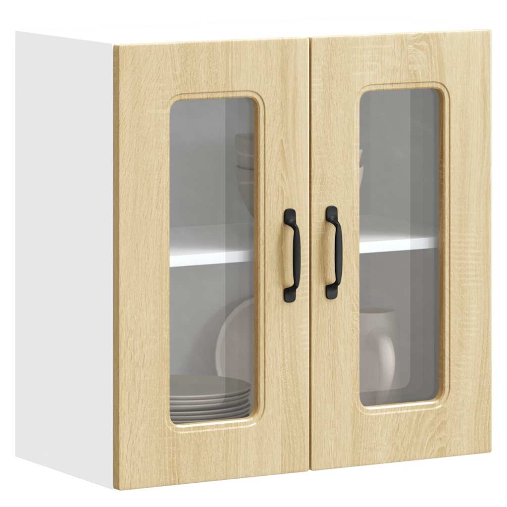 vidaXL Meuble haut de cuisine avec porte en verre Kalmar Chêne Sonoma Bois d'ingénierie