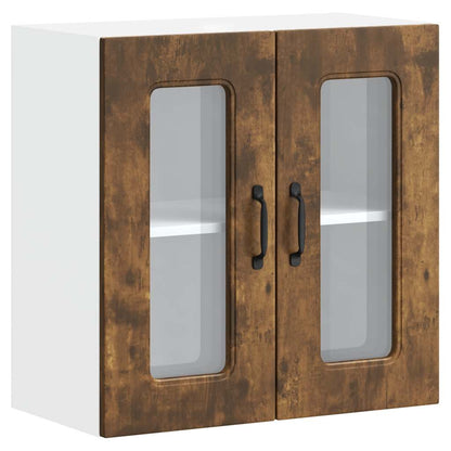 vidaXL Küchen-Hängeschrank mit Glastür Kalmar Räuchereiche Holzwerkstoff