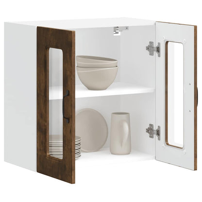 vidaXL Küchen-Hängeschrank mit Glastür Kalmar Räuchereiche Holzwerkstoff
