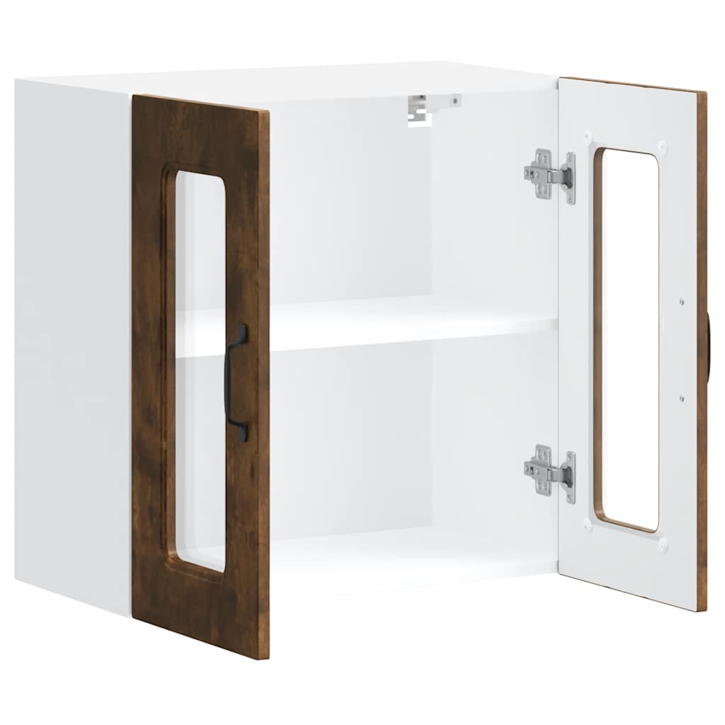 vidaXL Küchen-Hängeschrank mit Glastür Kalmar Räuchereiche Holzwerkstoff