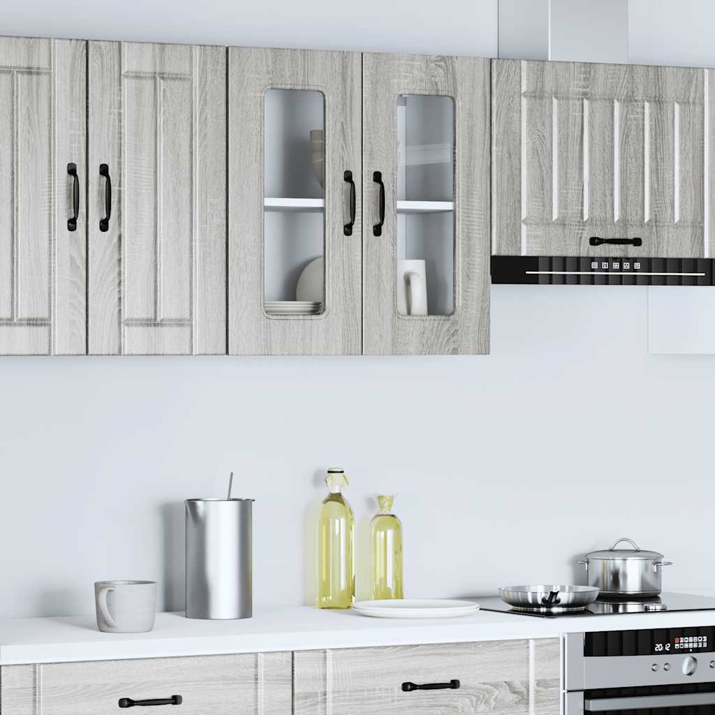 vidaXL Küchen-Hängeschrank mit Glastür Kalmar Grau Sonoma Holzwerkstoff