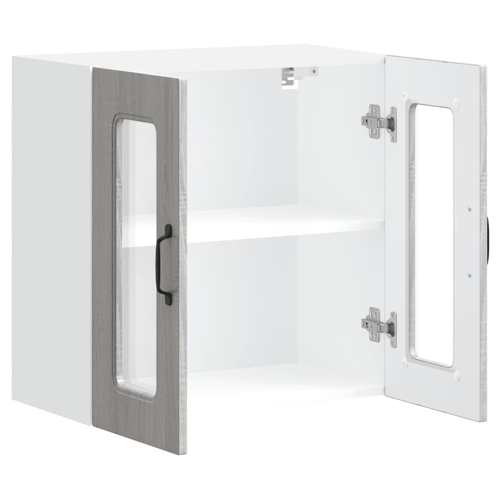 vidaXL Küchen-Hängeschrank mit Glastür Kalmar Grau Sonoma Holzwerkstoff