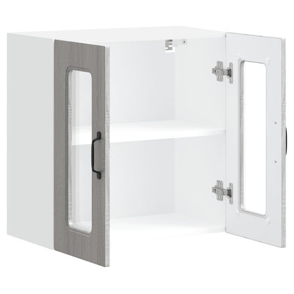 vidaXL Küchen-Hängeschrank mit Glastür Kalmar Grau Sonoma Holzwerkstoff
