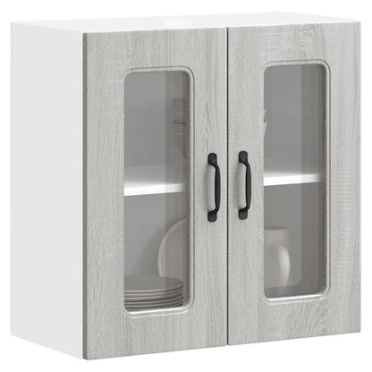 vidaXL Küchen-Hängeschrank mit Glastür Kalmar Grau Sonoma Holzwerkstoff