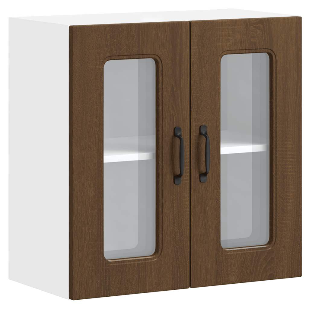 vidaXL Küchen-Hängeschrank mit Glastür Kalmar Braun Eichen-Optik