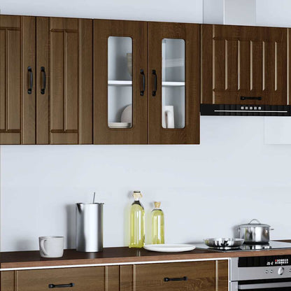 vidaXL Küchen-Hängeschrank mit Glastür Kalmar Braun Eichen-Optik