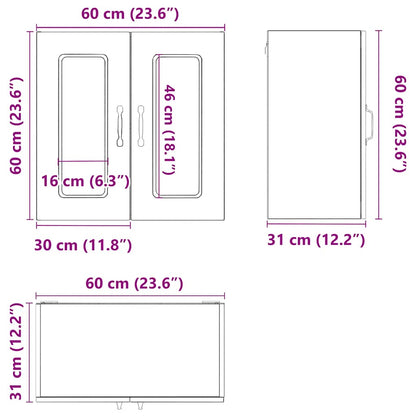 vidaXL Küchen-Hängeschrank mit Glastür Kalmar Braun Eichen-Optik