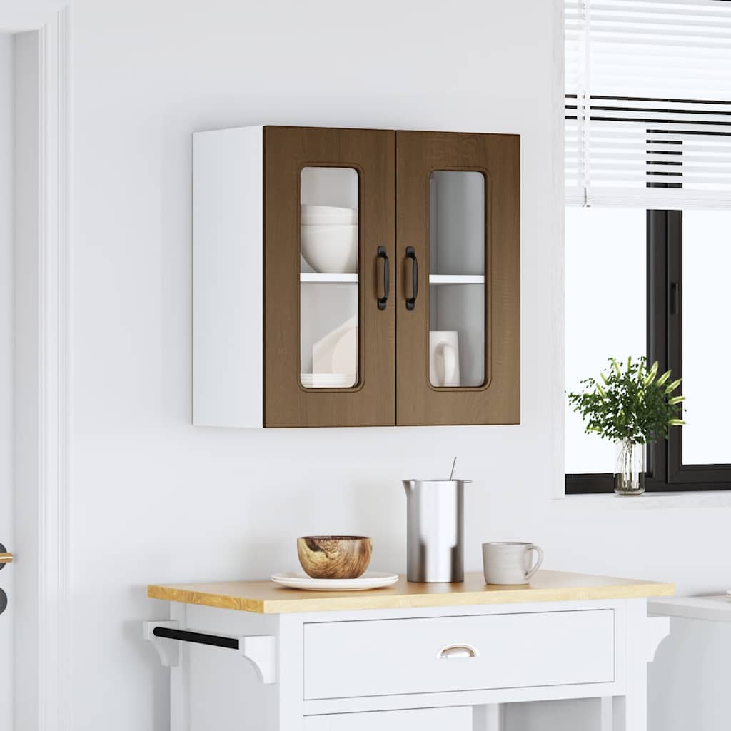 vidaXL Küchen-Hängeschrank mit Glastür Kalmar Braun Eichen-Optik