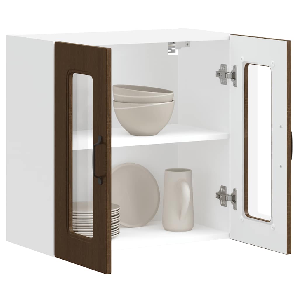 vidaXL Küchen-Hängeschrank mit Glastür Kalmar Braun Eichen-Optik