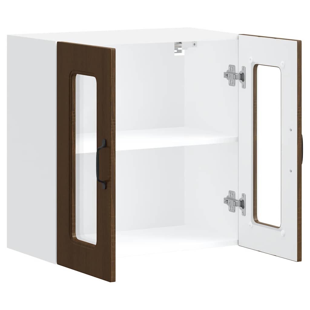 vidaXL Küchen-Hängeschrank mit Glastür Kalmar Braun Eichen-Optik