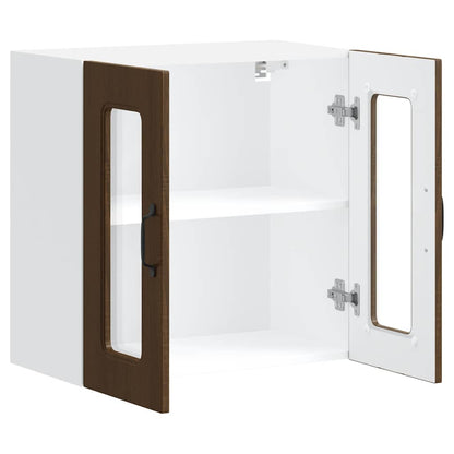 vidaXL Küchen-Hängeschrank mit Glastür Kalmar Braun Eichen-Optik