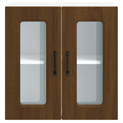 vidaXL Küchen-Hängeschrank mit Glastür Kalmar Braun Eichen-Optik