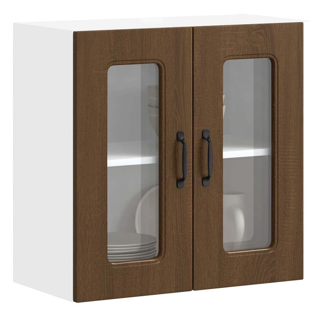 vidaXL Küchen-Hängeschrank mit Glastür Kalmar Braun Eichen-Optik