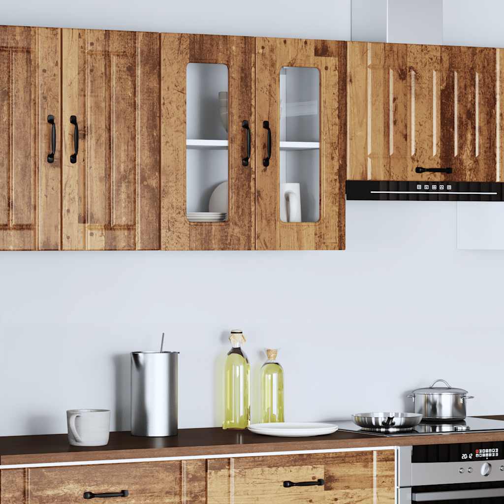 vidaXL Küchen-Hängeschrank mit Glastür Kalmar Altholz-Optik Holzwerkstoff