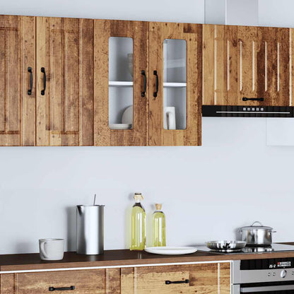 vidaXL Küchen-Hängeschrank mit Glastür Kalmar Altholz-Optik Holzwerkstoff