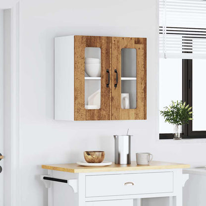 vidaXL Küchen-Hängeschrank mit Glastür Kalmar Altholz-Optik Holzwerkstoff