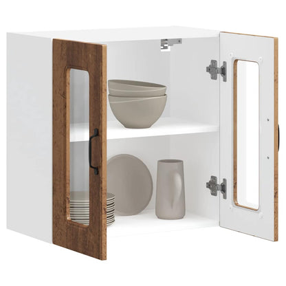 vidaXL Küchen-Hängeschrank mit Glastür Kalmar Altholz-Optik Holzwerkstoff