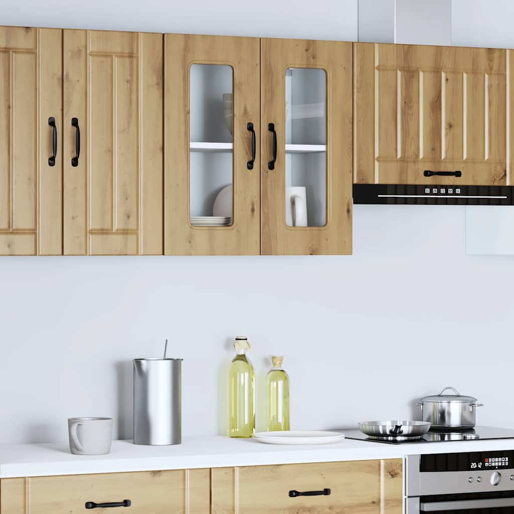 vidaXL Küchen-Hängeschrank mit Glastür Kalmar Artisan-Eiche Holzwerkstoff