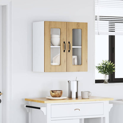 vidaXL Küchen-Hängeschrank mit Glastür Kalmar Artisan-Eiche Holzwerkstoff