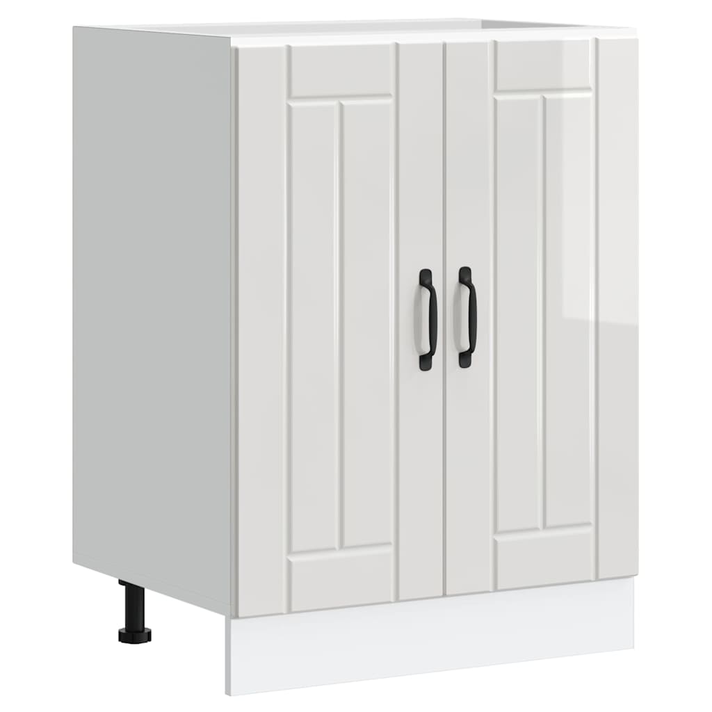 vidaXL Meuble sous-évier Lucca Blanc brillant Bois d'ingénierie
