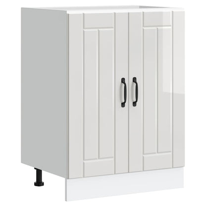 vidaXL Meuble sous-évier Lucca Blanc brillant Bois d'ingénierie