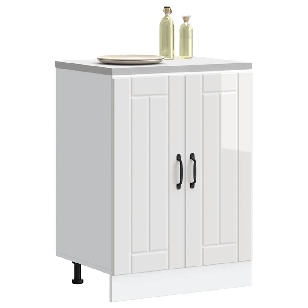 vidaXL Meuble sous-évier Lucca Blanc brillant Bois d'ingénierie