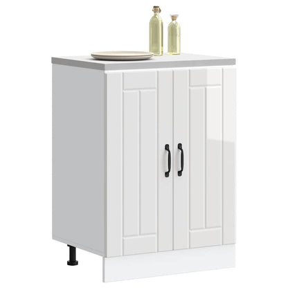 vidaXL Meuble sous-évier Lucca Blanc brillant Bois d'ingénierie