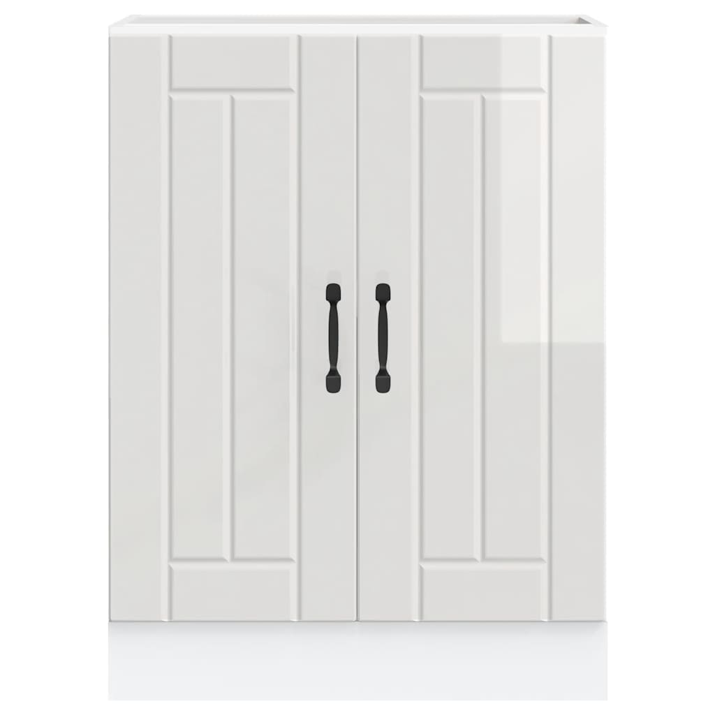 vidaXL Meuble sous-évier Lucca Blanc brillant Bois d'ingénierie