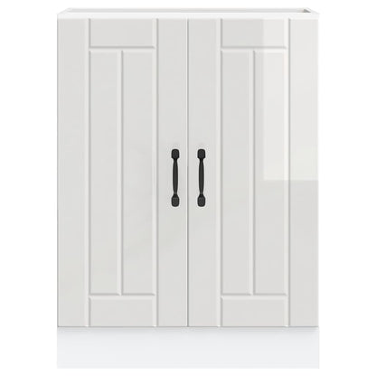 vidaXL Meuble sous-évier Lucca Blanc brillant Bois d'ingénierie