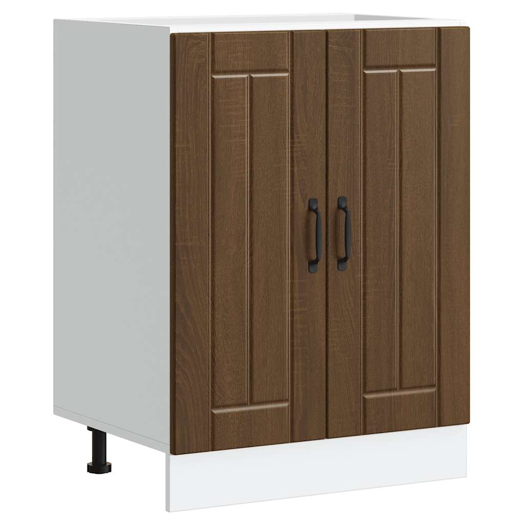 vidaXL Meuble sous-évier Lucca marron aspect chêne bois d'ingénierie