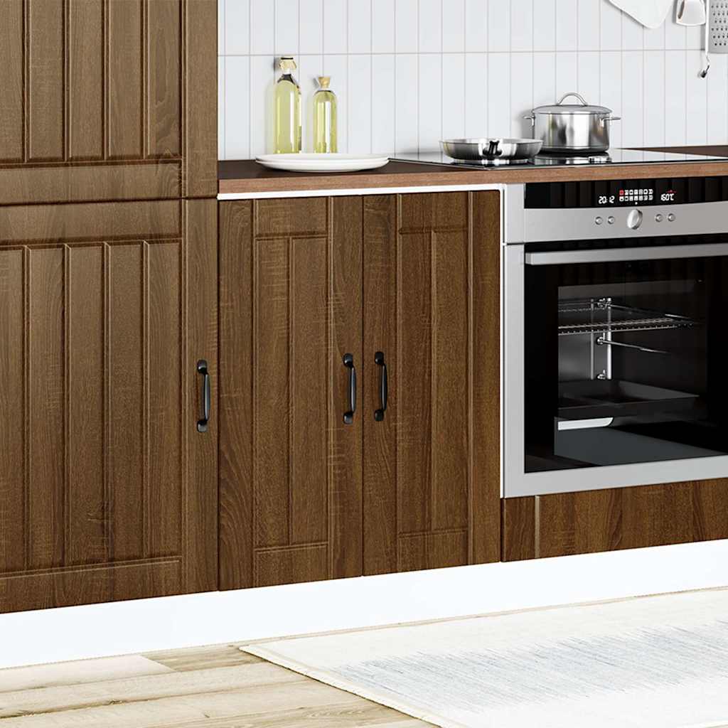 vidaXL Meuble sous-évier Lucca marron aspect chêne bois d'ingénierie