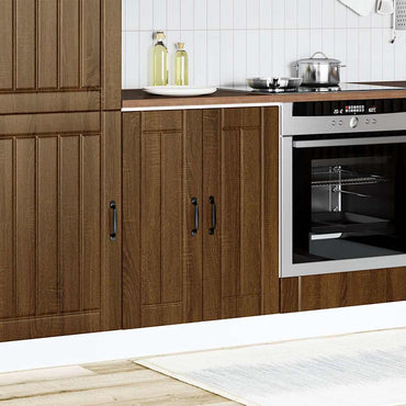 vidaXL Meuble sous-évier Lucca marron aspect chêne bois d'ingénierie
