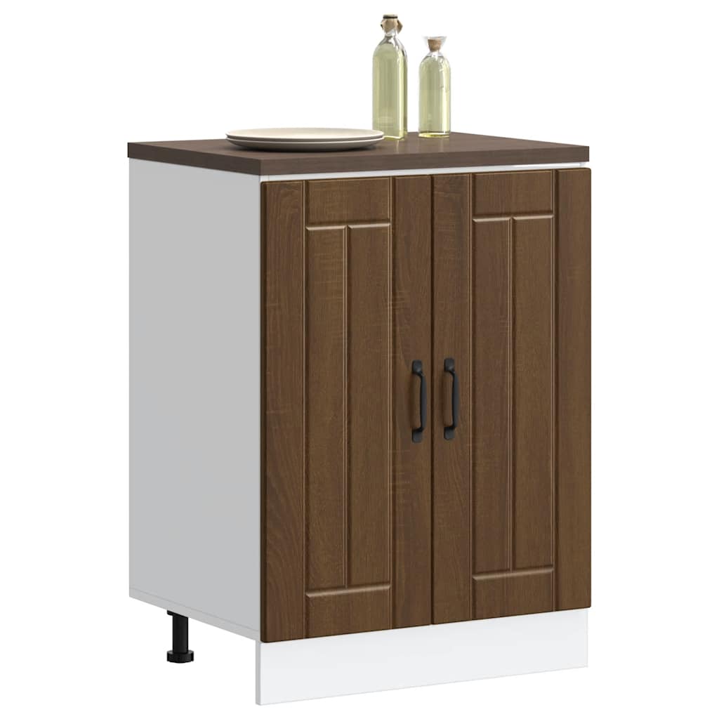 vidaXL Meuble sous-évier Lucca marron aspect chêne bois d'ingénierie