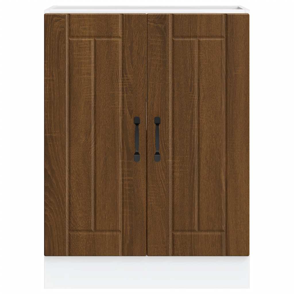 vidaXL Meuble sous-évier Lucca marron aspect chêne bois d'ingénierie