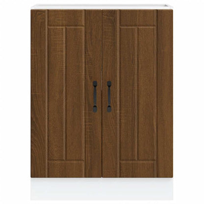vidaXL Meuble sous-évier Lucca marron aspect chêne bois d'ingénierie