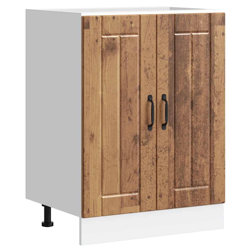 vidaXL Meuble sous-évier Lucca aspect bois vieilli bois d'ingénierie
