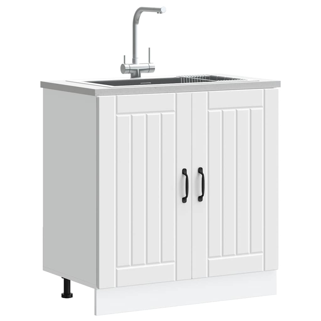 vidaXL Meuble sous-évier Lucca MDF Blanc