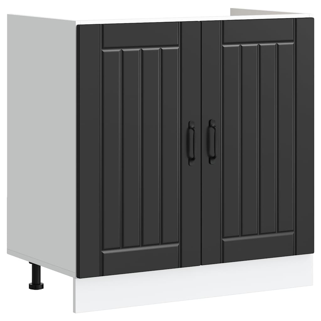 vidaXL Meuble sous évier Lucca Noir Aggloméré